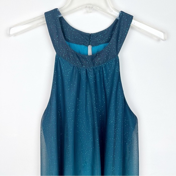 Venus Halter Neck Ombré Sheer Maxi Dress Glitter Fairycore Large Green Sparkly L - Picture 4 of 16